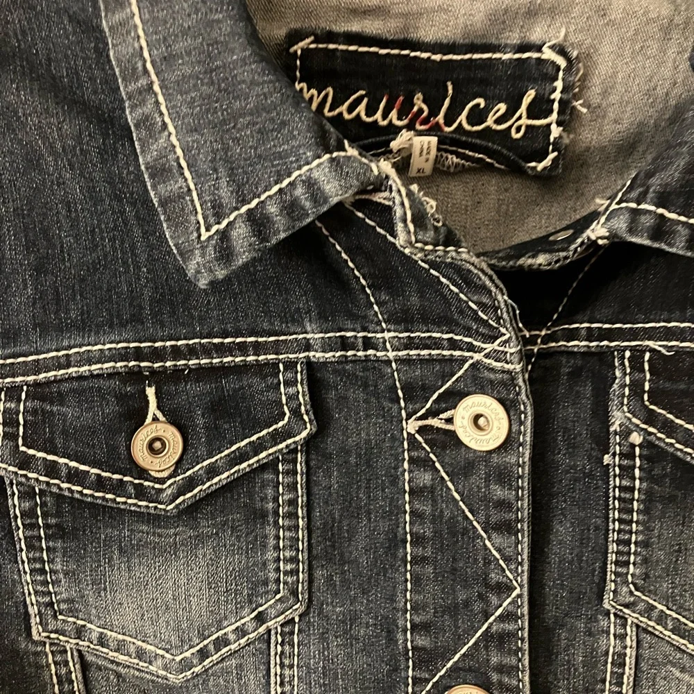 Maurices Dark Wash Stretch Denim Jean Jacket XL - Picture 2 of 6